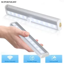 Под шкаф светильник PIR датчик движения светильник с магнитным управлением светодиодный Ночной светильник шкаф коридор кухонный гардероб прикроватный настенный светильник