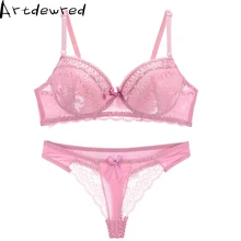 Сексуальный полный кружевной комплект с бюстгальтером, цветочное белье принцессы, комплекты с бюстгальтером, пуш-ап бюстгальтер и стринги, набор для женщин