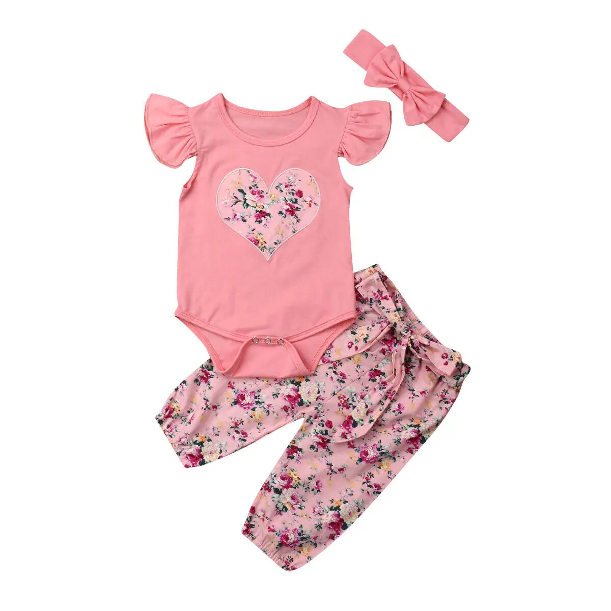 

New Kids Baby Girls Cotton Floral Tops Romper Pants Leggings Outfit