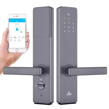 

Password Smart Apartment Lock App Cotrol Doorlock Bluetooth Wifi Gateway Doorlock Passcode IC Card Home Locks Gray D9 2019 NEW