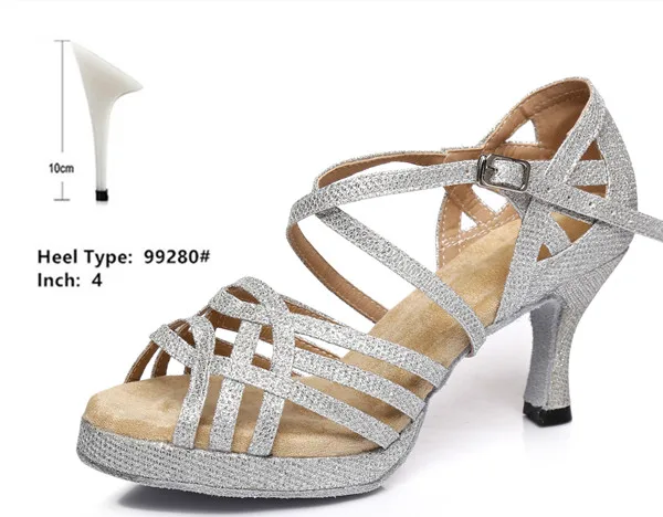 Модные женские атласные туфли на очень высоком каблуке 10 см; Цвет серебристый, черный; водонепроницаемая обувь на платформе для латинских танцев; вечерние туфли; Kizomba Salsa - Цвет: silver 10cm