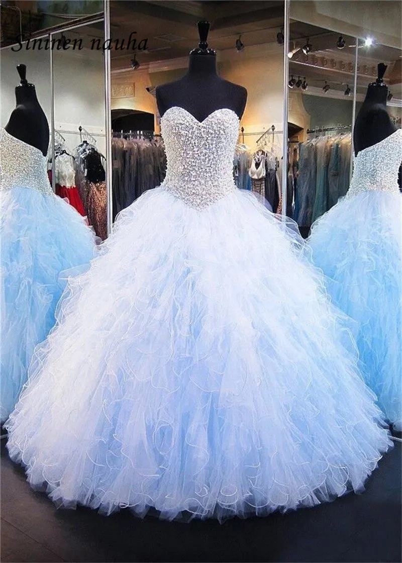 Light Blue Quinceanera Dresses Prom Party Dress Lilac Sweetheart Beaded