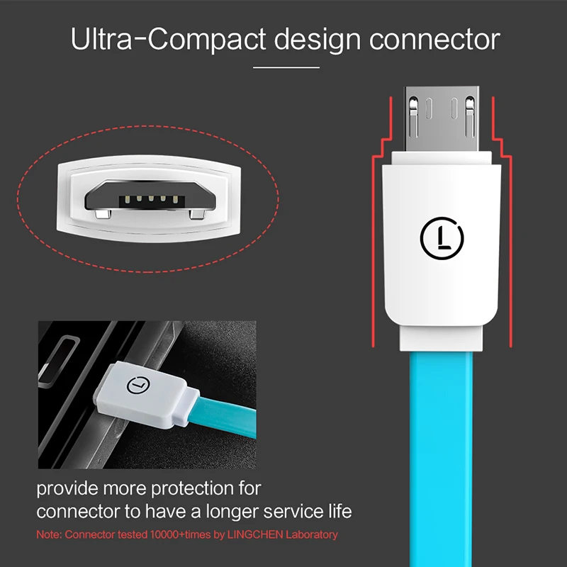LINGCHEN مايكرو كابل usb لسامسونج S6 S7 2A سريع شحن الهاتف المحمول كابل ل Xiaomi مايكرو شاحن يو اس بي كابل علامة هواوي