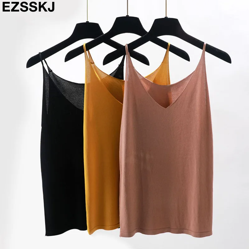 

NEW 2019 Sexy basic loose camisole Summer knitted Tank top Women oversize camisole female camis tank top casual cool vest