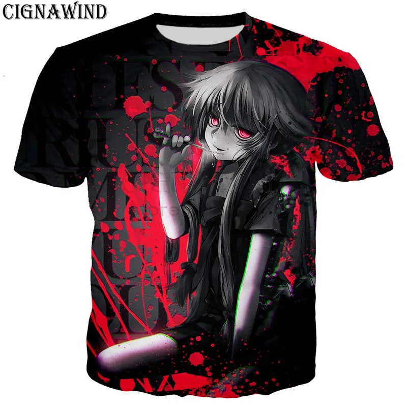 

New Harajuku style t shirt men/women Anime Mirai Nikki 3D printed t-shirts casual hip hop tshirt streetwear unisex summer tops