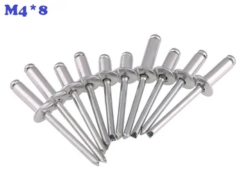 

1000pcs/Lot Aluminum M4*8 4X8MM Domed round head pop rivets open end round head rivets nail decoration rivets metal fastners
