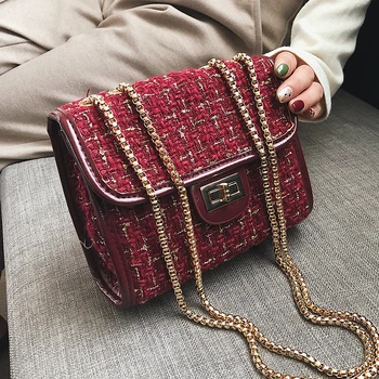 

Brand Chain Crossbody Bags For Women Luxury Handbags Designer Small Women Wool Messenger Bags bolsa feminina