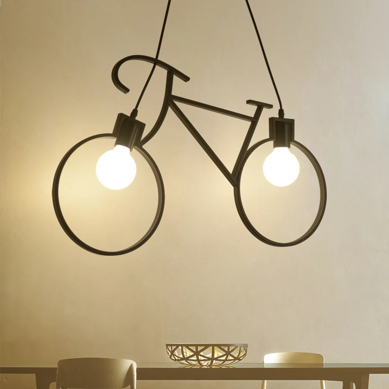 

Retro Bicycle Pendant Lights Living Dining Room Iron Lamparas Colgante Moderna Luminaria Industrial Lamp Loft Decor Hanglampen