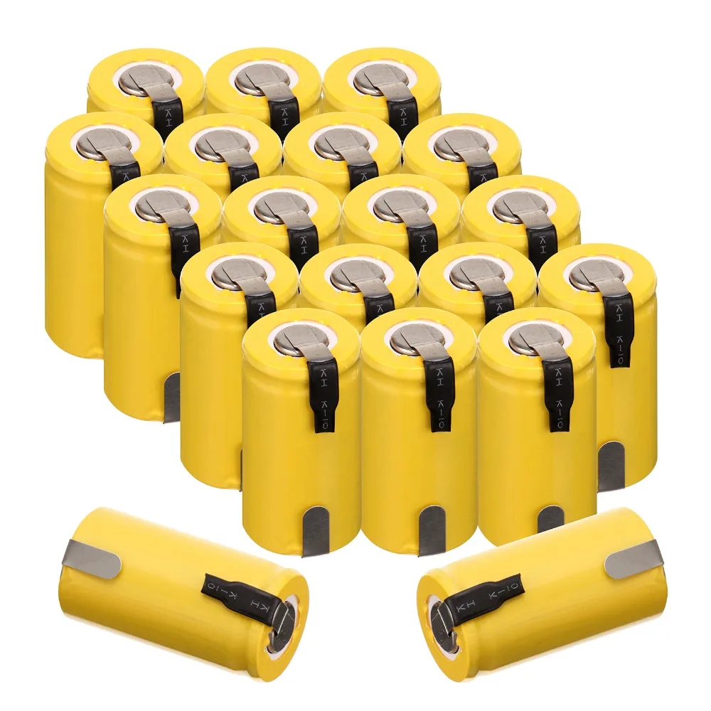 Anmas Power 10~20 PCS 1.2V 1300mAh NiCd Sub C SC Rechargeable Battery With Tab Yellow | Электроника