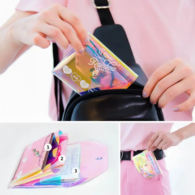 

milkjoy Transparent Coin Purse Letter Hasp PVC Card Bag Milkjoy Three Layer Case Soft New Girls Money Bag Square Coin Purse