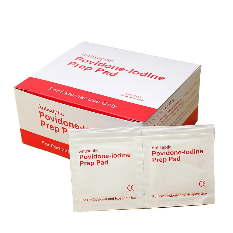 20-50-100pcs povidone-lodina Prep Pad sellado esterilizado desinfección de heridas para el hogar viaje al aire libre campamento Primeros Auxilios Kits Accesorios