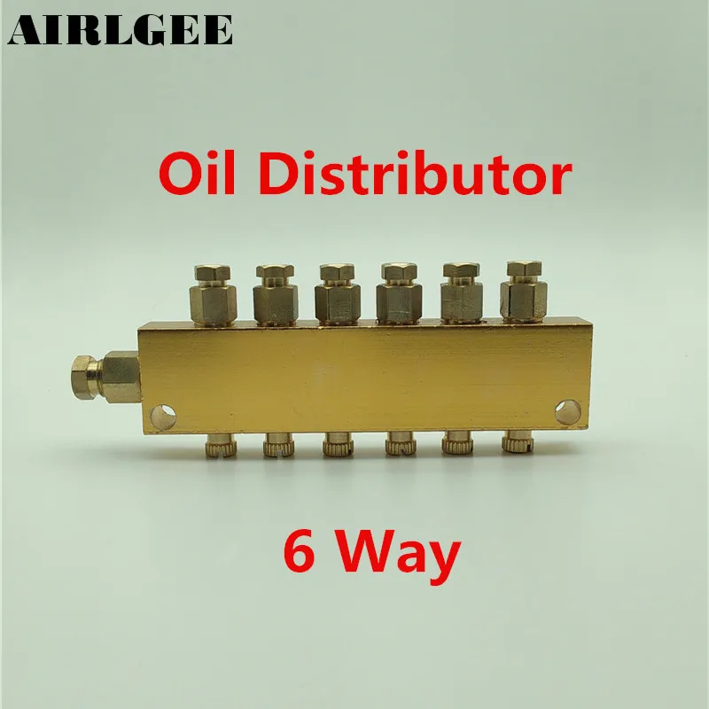 Air Pneumatic Brass 6 Way Adjustable Oil Distributor Regulating