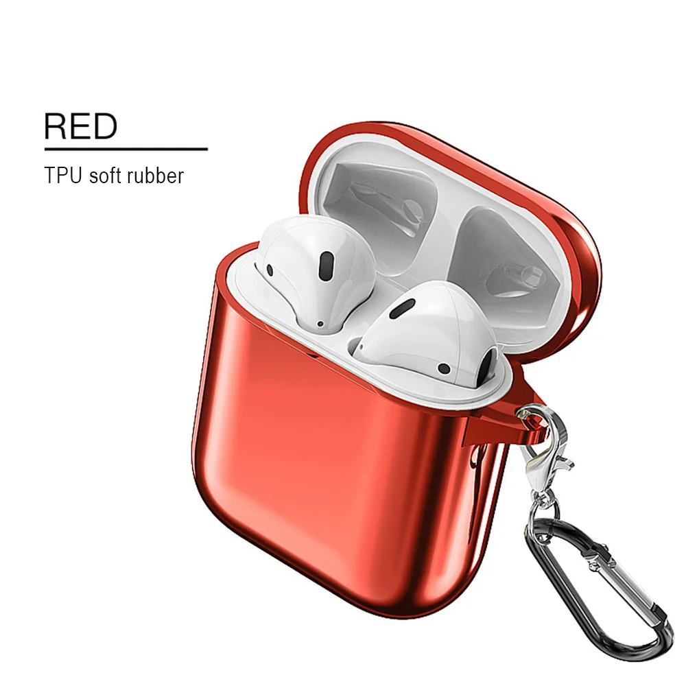 OTAO Plating Soft Silicone Case For Apple Airpods Shockproof Cover For Apple AirPods Earphone Case Ultra Thin Air Pods Protector - Цвет: Red