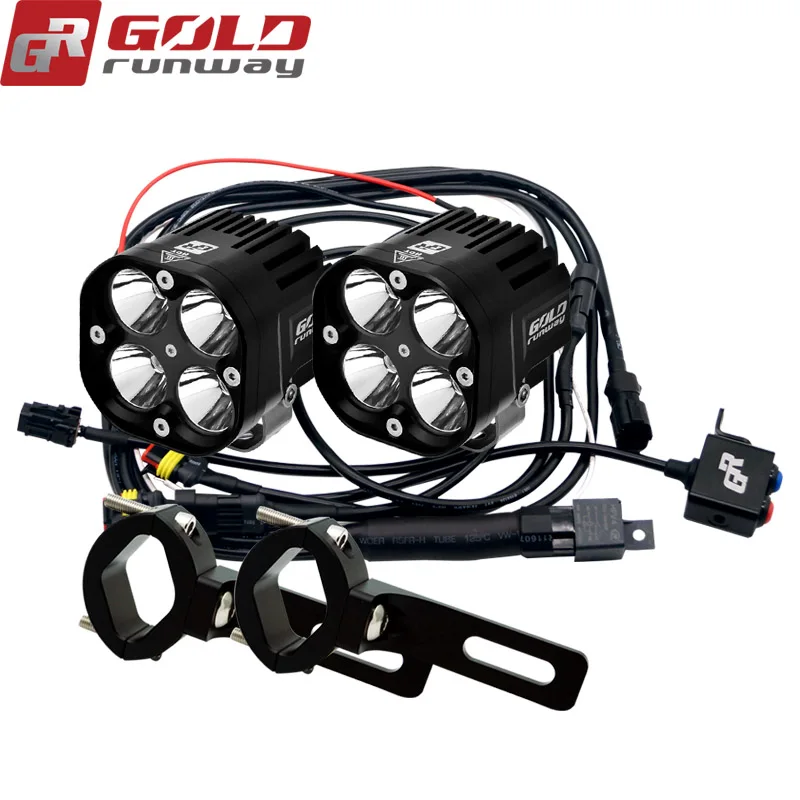 Goldrunway Designs 40X Sport auxiliary motorcycle fog lights lamp Universal LED Lighting Kit on