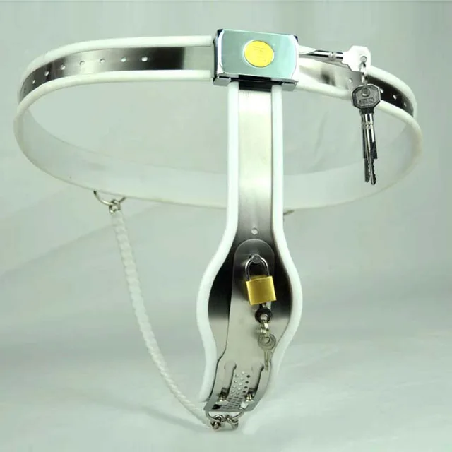 BDSM Fetish wear stainless steel female chastity belt adjustable