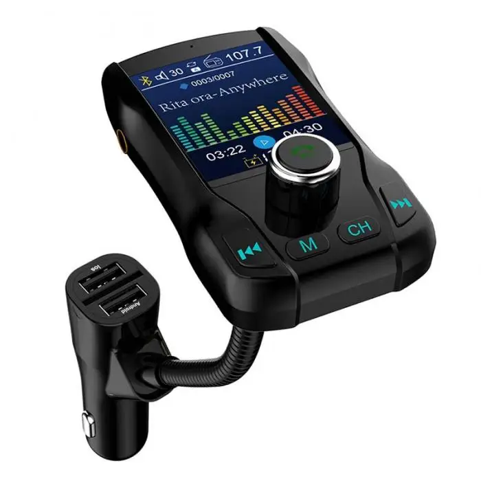 Авто bluetooth-плеер Dual USB Зарядное устройство, свободные руки, FM передатчик, автомобильный Mp3 плеер с красочными Экран M8617