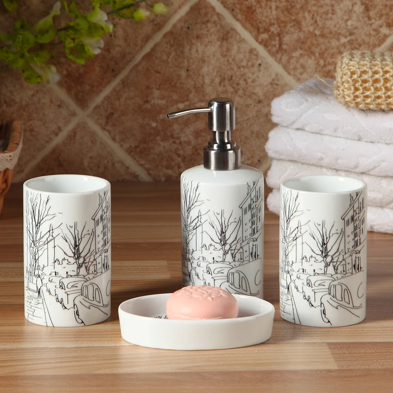 porcelain bathroom set high quality ceramic elegant tumbler soap