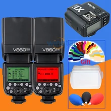 2x Godox V860II-N V860IIN GN60 i-TTL HSS 1/8000s Speedlite Flash w/ Li-ion Battery+X1T-N Transmitter for Nikon+Gift Kit