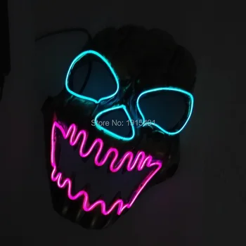 

Hot selling Cartoon Shape Shiny LED cold light Mask Novelty Lighting Funny Festival EL Mask with DC-3V EL Sound Activated Driver