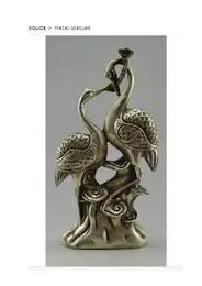 

Decorated Old Handwork Tibet Silver Pair Crane Mountain Statue animals Handicraft sculpture Pure WHITE copper Home Furnishing