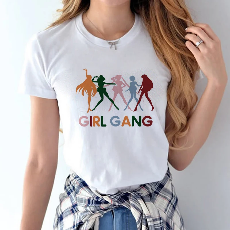 Женская футболка в стиле Харадзюку Сейлор Мун с короткими рукавами и