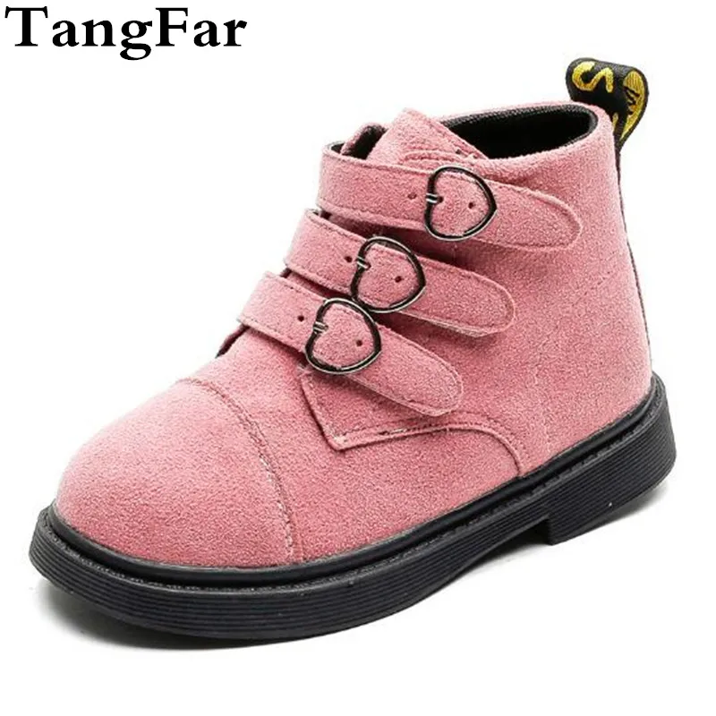 

Autumn Children's Boots Breathable Black Rubber Sole Girls Short Sneaker Mid-heel Solid Color Baby Boot