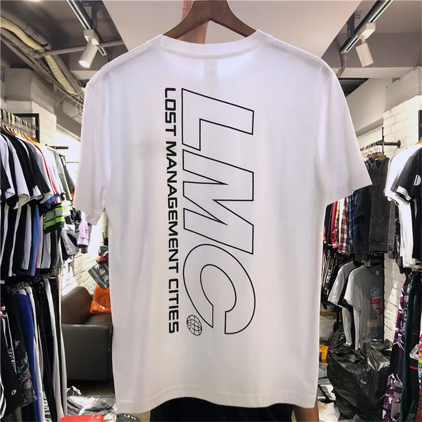 

Black/White Large LMC Logo Print Tee 2019 Summer Loose Oversize Hip Hop Cotton Men LMC T-shirts Korean LMC T-shirt Short Sleeve