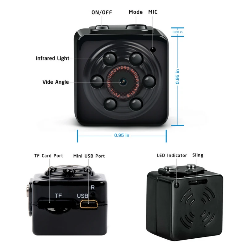 Мини-камера PARASOLANT 1080 P, Портативный Миниатюрный видеорегистратор с камерой ночного видения, камера для внутреннего/наружного использования, Автомобильный регистратор