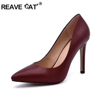 

REAVE CAT Plus size 34-42 Office Dress shoes Pointed toe Thin high heels Woman shoes Women's Pumps Nude Concise mujer A1195