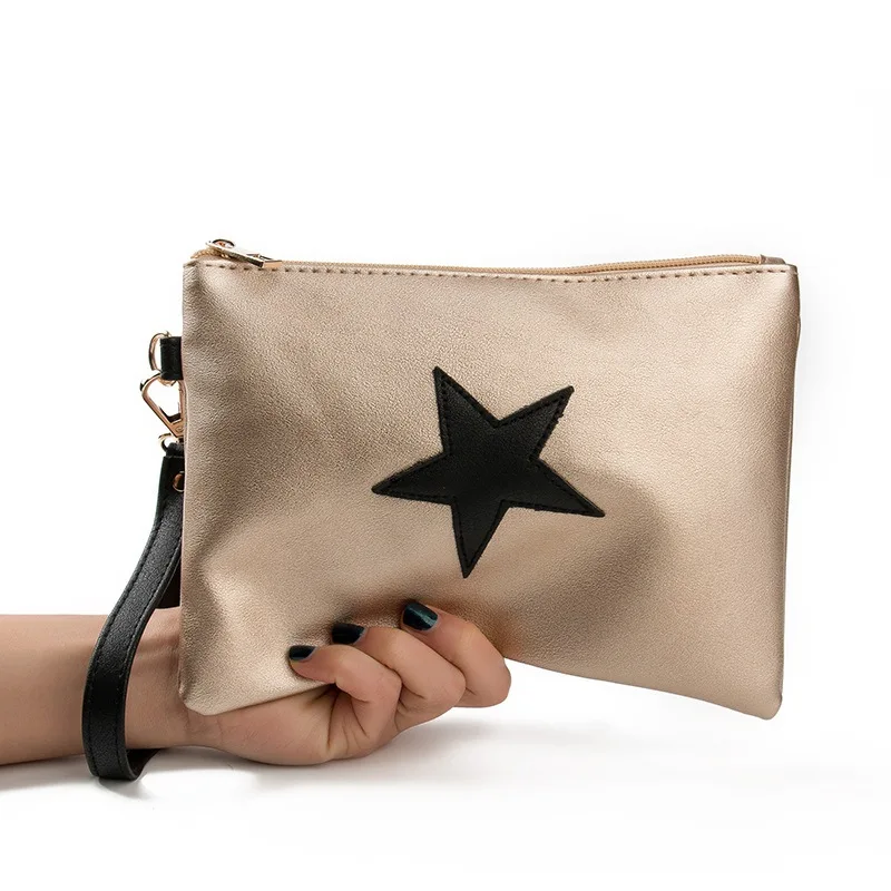 

new five pointed star printing handbag day clutches super slight mini envelop bag casual leisure holiday pu handbag