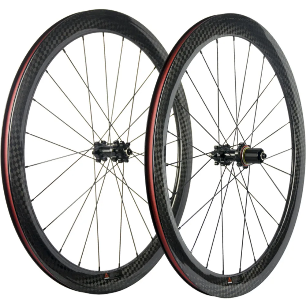 Road Disc Brake Bike 50mm Clincher Carbon Wheels 12K Cyclocross Bicycle