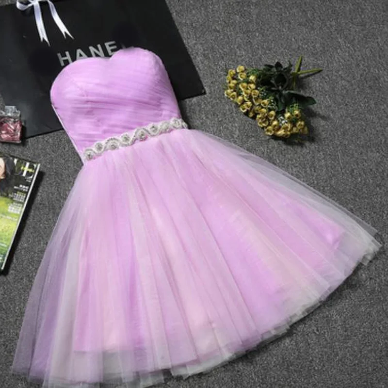 JaneyGao платья для выпускного вечера короткие для женщин Формальные Вечерние платья синий тюль милые элегантные модные дизайнерские платья розовый красный 9 цветов - Цвет: Фиолетовый