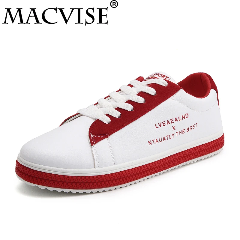Original MACVISE Adult Male Tennis Leather Casual Shoes Antiskid Breathable Red Bottom Shoes