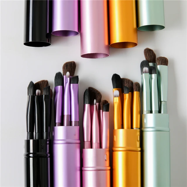 BBL 5pcs Travel Portable Mini Eye Makeup Brushes Set Reals Eyeshadow Eyeliner Eyebrow Brush Lip Make Up Brushes kit Professional -