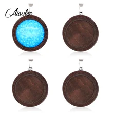 10 шт./лот коричневое дерево Кабошон База подходит 25 мм пустой деревянный Нержавеющая сталь Шарм кулон лотки Diy ювелирные изделия для изготовления ожерелья