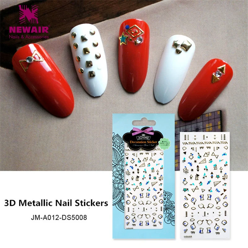 

1Sheet Nail Art Metallic Sticker 3D Star Design DIY Self Adhesive Nail Wraps Decals Heart Shape Women Manicure Accessories