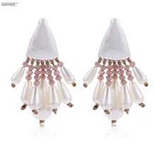 

Elegance Geometric Triangle Earrings for Girl Vintage Black Crystal Dangle Earrings Imitation Pearls Jewelry Statement Earrings