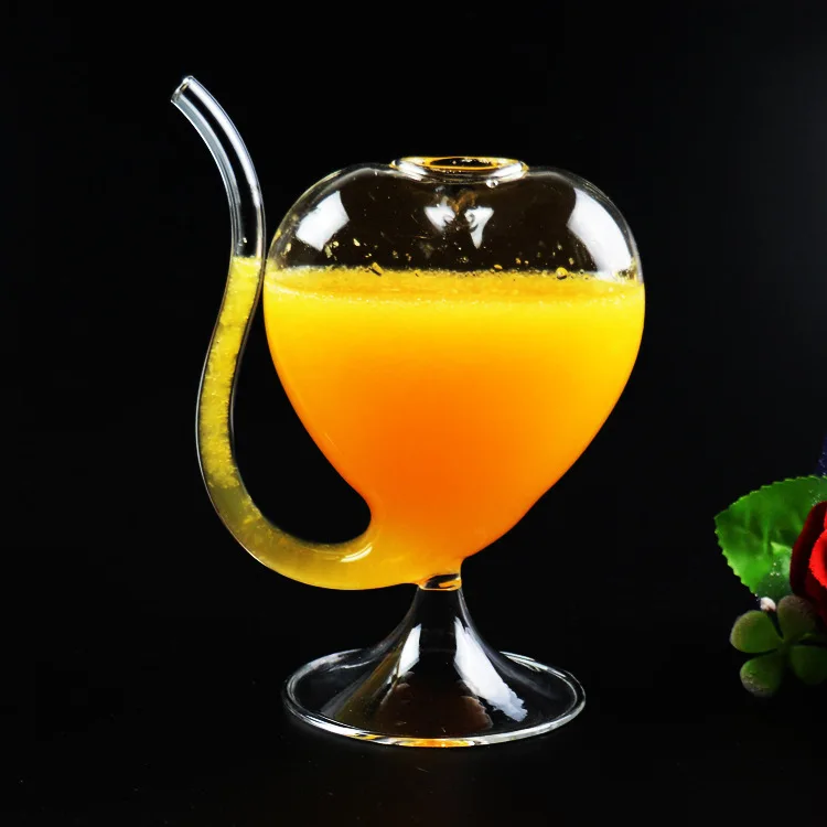 2pcs lot creative home glassware 300ML Heart shape wine cup shot glass straw wine glass Gifts