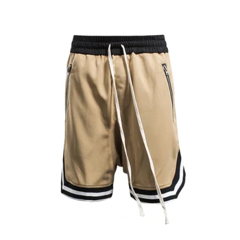 安い 男ショートモデル曇 Drawsting とショーツカジュアルワイドレッグパンツ膝丈通気性ルーズスタイル S-2XL カーキ色