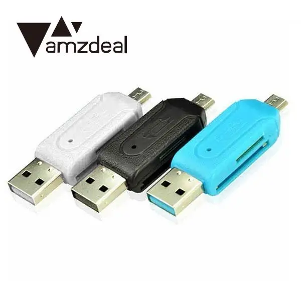 Amzdeal кард ридер для мобильного телефона смартфона микро USB2.0 OTG TF/SD карты 2 слота|otg