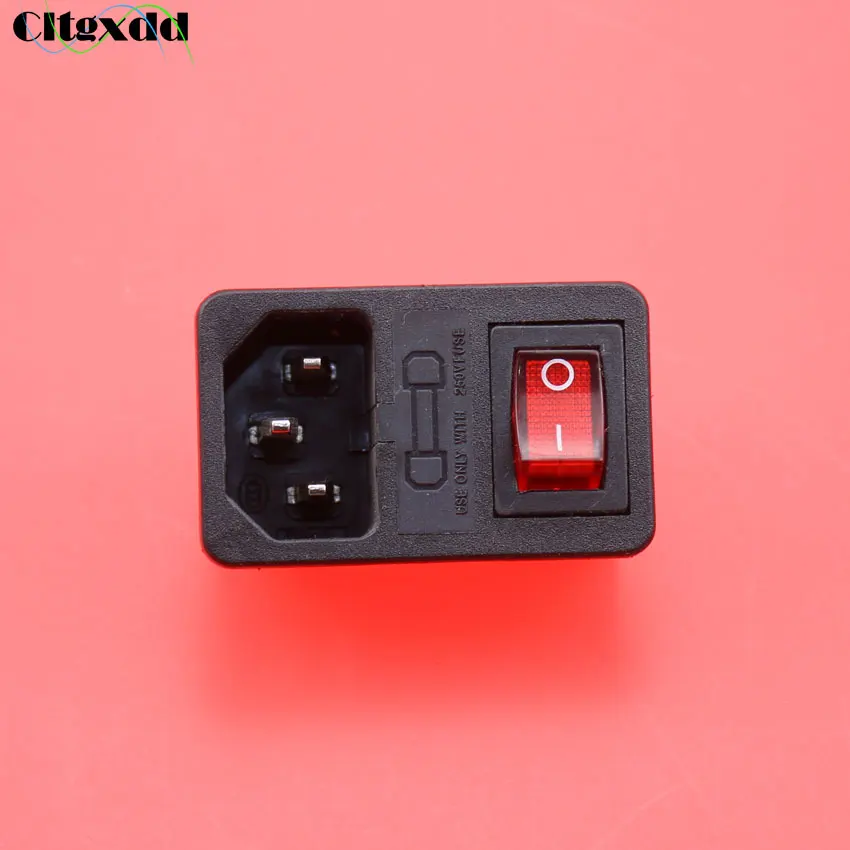 

cltgxdd 5~20pcs IEC 320 C14 Inlet Power Sockets Connector Plug AC 10A 250V with red light rocker switch and Fuse Block