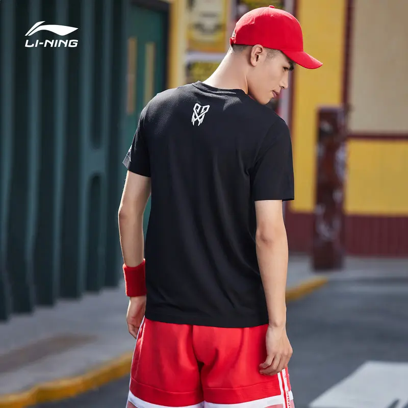 Li-Ning Мужская баскетбольная футболка с коротким рукавом, облегающая, дышащая подкладка, спортивный топ, футболки AHSP081 CAMJ19