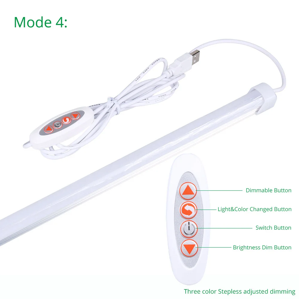Mode 4 USB 5 В светодиодный светильник для книг с жесткой полосой, светильник для бара, шкафа, кухонный шкаф, шкаф, мебель, лампа для шкафа, Настольная настольная лампа для детей - Цвет: Mode 4