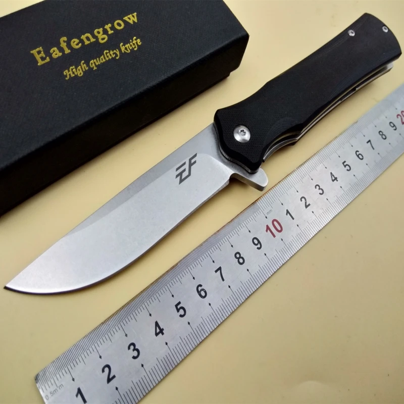 

eafengrow EF73 pocket folding knife D2 blade Portable camping hunting survival rescue knives gift G10 flipper tactical EDC knife