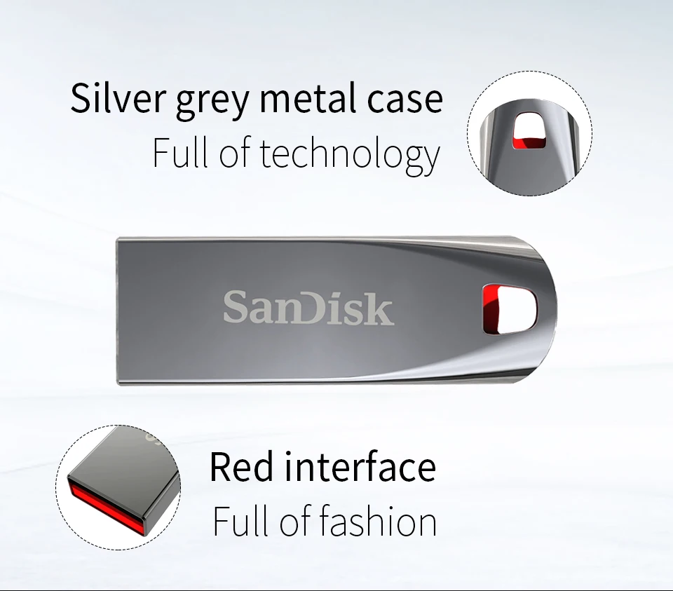 SanDisk металлический USB флеш-накопитель 64 ГБ 32 ГБ USB 2,0 Флешка 16 ГБ 8 ГБ флеш-накопитель ручка-накопитель usb флешка Бесплатная доставка