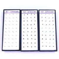 Заводские модные ювелирные изделия милые 2 мм блестящие стразы мини серьги медные серьги-гвоздики покрытые серебром 20 пар/лот - изображение