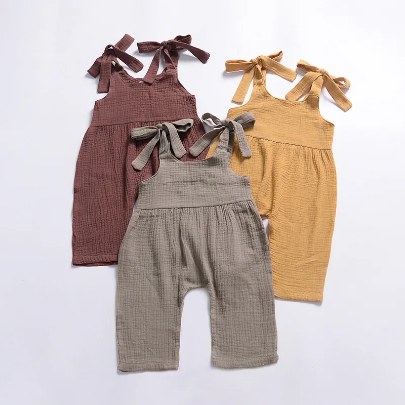 

2019 Summer Baby Romper Overalls Baby Cotton Clothes Newborn Toddler Girl One Piece Romper Jumpsuit Solid Strapless Belt Overall