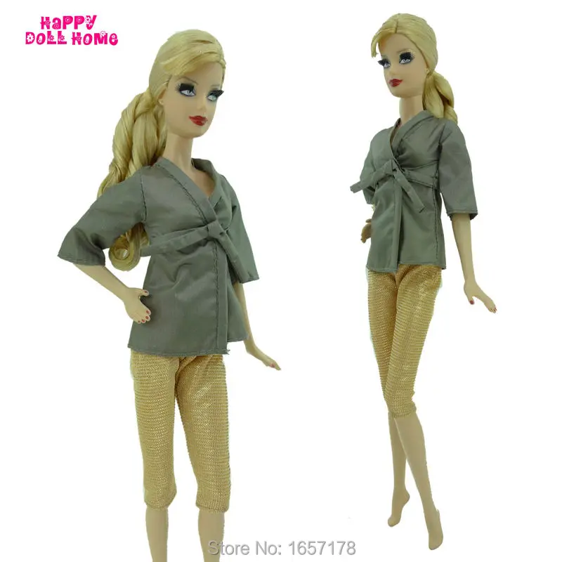 

Fashion Elegant Lady Outfit Casual Wear Blouse Pants Dollhouse Clothes For Barbie Doll Pajamas Bedroom Costume Kids Baby