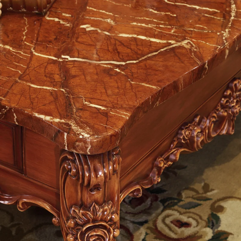 European style living room furniture solid wood big square tea Table Marble top Coffee Table European style living room furniture solid wood big square tea Table Marble top Coffee Table