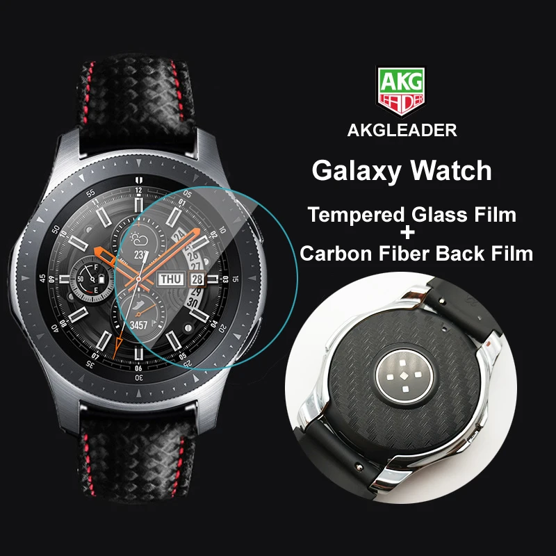 Для Galaxy Watch 46 мм закаленное стекло+ пленка из углеродного волокна+ чехол для Galaxy защита экрана хорошая для вашего ремешка часов